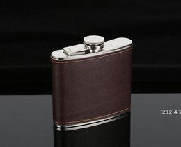 6oz Hip Flasks Leather Whiskey Flagon Leak Proof Stainless Steel Hip Flasks Outdoor Portable Wine Pot Pocket Flask LLB109578137539