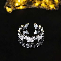 Band Rings 2024 New Arrival Luxury Silver Butterfly Eternal Adjustable Ring Womens Party Gift Direct Shipping R8418 Q240429