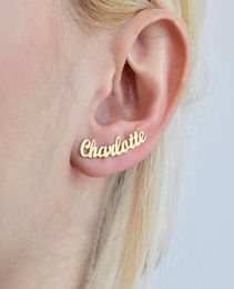 1 Pair Personalized Custom Name Earrings For Women Customize Initial Cursive Nameplate Stud Earring Gift For Friend Girls4408507