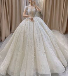 Gorgeous Ball Gown Wedding Dress 2024 Scoop Beaded Embroidery Lace Bridal Gowns Princess Cap Sleeves Vestidos De Novias Customed
