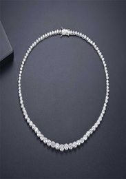 Trendy Lovers Necklace Lab Diamond Cz Stone White Gold Filled chorker Pendant Necklaces for Women Bridal Party Wedding jewelry 2209509094