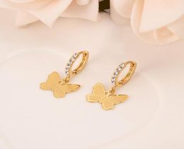 Women Drop Dangle Earring 22K 23K 24K Thai Baht Fashion FINE gold GF CZ Charms Jewellery butterfly Vintage2071687