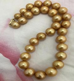 NEW FINE huge 1215mm south sea round gold pearl necklace 18inch9301834
