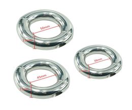 Stainless Steel Penis Bondage Ring Ball Stretcher Delay Lasting Metal Ring Scrotum Restraint Testicular Device for Men Y1912036115043