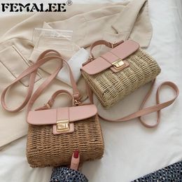 Shoulder Bags Ladies Large-capacity Simple Ins Straw Woven Bag Single Fashion Handmade Rattan Seaside Vacation Lock Woveaving