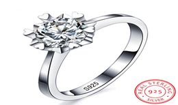 Luxury 100 Solid 925 Silver Rings Set 6mm 1 Ct SONA CZ Diamond Pure Silver Wedding Rings Jewellery Gift Whole For Women XR0215086092