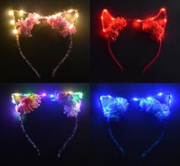 Party Decoration LED Blinking Light Cosplay Devil Headband Leopard Ear Headwear Demon Horn Hair Hoop Decor Wedding Birthday5581536