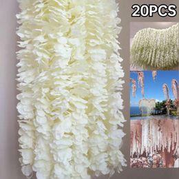 Decorative Flowers 10/20Pc Artificial Silk Wisteria Flower Fake Hanging Plant Vine For Party Wedding Decoration