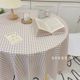 Table Cloth A265Tablecloth Internet Celebrity Plaid Tablecloth Student Dormitory Desk Square Desktop Coffee Round