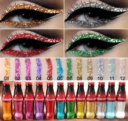 12pcslot CMAADU Cola Style Colour Glitter Eyeliner Party Smoky Liquid Eyes Liner Diamond Shini4832128