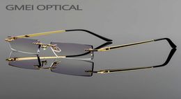 Gmei Optical Fashionable Frameless Titanium Alloy Glasses Plain Lenses Diamond Cutting Rimless None Diopters Eyeglasses6898966