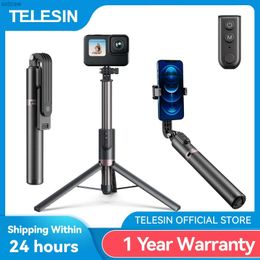 Selfie Monopods Telesin 1.3M selfie stick tripod with wireless Bluetooth remote control suitable for Insta360 DJI smartphone action camera WX