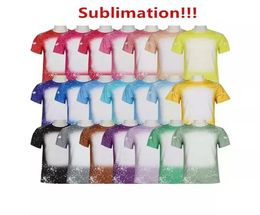 UPS New Sublimation Bleached Shirts Heat Transfer party Favour Bleach Shirt Bleached Polyester TShirts US Men Women Supplies7612184