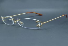 Clear Wire C Eyeglasses Small Square Rimless Eye Glasses Frames Vintage Eyewear Spectacles Desinger Luxury Carter Clear Optical Fi2410919