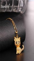 Rhinestone Cute Cat Necklace Trendy Gold Colour Link Chain For Women Collares Lucky Pet Pendant Bijoux Whole P245333129364816