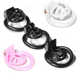 NegativeMicroSmall Chastity Cage for Sissy Sex Toys with 4 Size Cock Rings PinkBlackWhite Bdsm Penis Lock Adult Men 240423