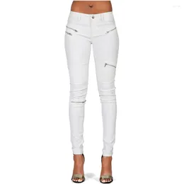 Jeans femminile sexy cerniera white streetwear da donna fidanzata donna in vita alta pantaloni legging