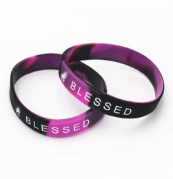 50PC New Music Blessed Silicone Wristband Sports Mix Color BraceletsBangles Music Lover Gifts Jewelry Whole SH1556200114