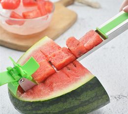 Watermelon Cutter Stainless Steel Knife Corer Tongs Windmill Shape Plastic Slicer for Cutting Power Save Cutter Fruit Slicer Veget1879245