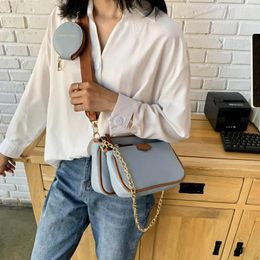 Shoulder Bags Fashion Chain Ladies Bag Luxury Pu Leather Messenger Wide Strap Small Wallet 3 Set