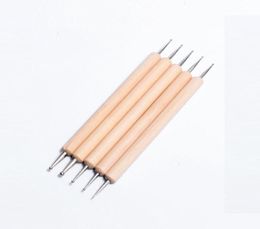 5pcs nail art dotting tools rhinestones picker pen wood handle double head for nails design painting manicure accessories NAB0108510224
