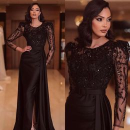 Gown Jewel Evening A Black Line Elegant Neck Illusion Sleeves Party Prom Dresses Floor Length Formal Long Dress For Special Ocn