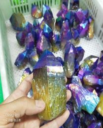 1pcs 4050g 57cm Beautiful Colour Titanium Crystal Quartz Rock mystic quartz Natural form Spikes Points Drilled Briolettes5410234