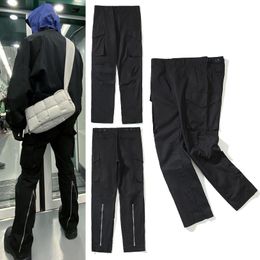 CMMAWEAR VIBE pants black pocket zipper high street style bell bottom overalls trousers men 232L