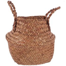 Storage Bags Seagrass Woven Flower Basket Collapsible Laundry Baskets Handmade Vase Round Braided Seaweed Bin Shoe Small Toy