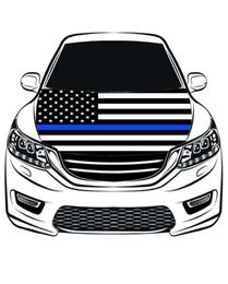 Thin Blue Line USA Flag Car Hood Cover 33X5FT 100 PolyesterUSA Engine FlagElastic Fabrics Can be Washed8660232