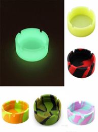 Silicone Soft Round Ashtray Ash Tray Holder Luminous Portable Antiscalding Cigarette Holder Multicolor EcoFriendly DLH0066030632