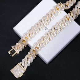 12mm 14mm Moissanite Cuban Chain Iced Out Hiphop 925 Silver Vvs Moissanite Cuban Link Chain