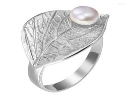 Cluster Rings Lotus Fun Real 925 Sterling Silver Natural Pearl Handmade Designer Fine Jewelry Creative Open Ring Leaf For Women Bi1688508