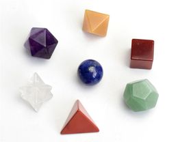 Natural Chakra Stones Carved Crystal Healing Platonic Solids Sacred Geometry Symbols with Merkaba Star259J2478761
