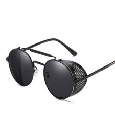 Retro Steampunk Sunglasses goggle Round Designer Steam Punk Metal Shields Sunglasses Men Women UV400 Gafas de Sol7560119