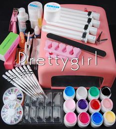 WholePro 36W UV Dryer Lamp 12 Coloured uv gel Glitter Powder French Nail Art Tips Gel Tools DIY Set 3182557310