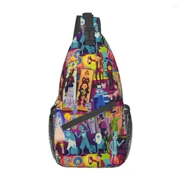 Backpack Cool Retro Haunted Mansion Collage Sling Bags For Cycling Camping Men Halloween Chest Crossbody Shoulder Daypack