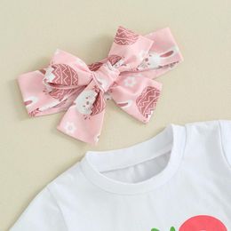 Clothing Sets Fernvia Toddler Baby Girl Easter Outfits Short Sleeve Letter Shirts Flared Bell Bottom Pants Set Clothes 6M-4T