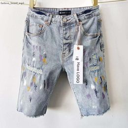 Mens Designer Jeans Shorts Purple Jeans High Quality Street American Plus-Size Hip Hop Purple Brand Ripped Denim Shorts 6524