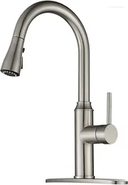 Kitchen Faucets Arofa Faucet With Pull Down Sprayer -Brushed Nickel Sink 1/3 Hole Single Handle High Arc Stainless Steel