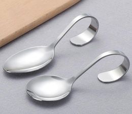 el and Restaurant Use Stainless Steel Canape Serving Spoon Shiny Polish Sea Food with Bendy Handle3581057