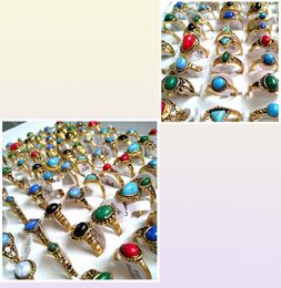 30pcs Whole Mixed Turquoise female women girls Rings Cool Rings Unique fashion gold Vintage Retro Jewelry56733223885245