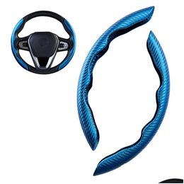 Steering Wheel Covers 1Pair Car Booster Er Carbon Fiber Look Non-Slip Interior Decoration Accessories For Deco Drop Delivery Automobil Dhk12