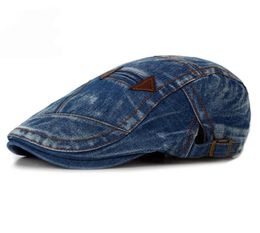 HT1195 Fashion Spring Summer Jeans Beret Hats for Men Women Quality Casual Unisex Denim Beret Cap Fitted Sun Cabbie Ivy Flat Cap271655746