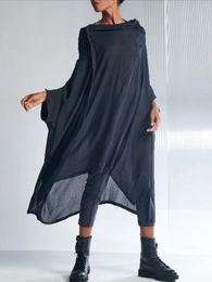 Party Dresses Casual Plain Cowl Neck Half Sleeve Asymmetrical Hem Midi Dress Sexy Pleated Tank Summer Chiffon High Street Fashion