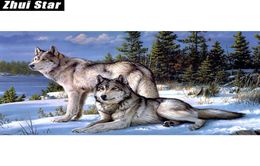 Wolf counted cross stitch kits paste painting the living room needlework kits 0135R Square Diamond Embroidery zx4917959