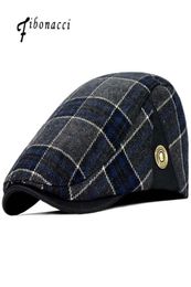 Fibonacci High Quality Retro Adult Berets Men Wool Plaid Cabbie Flatcap Hats for Women039s Newsboy Caps5593433
