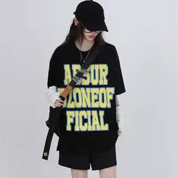 Women's T Shirts 220g Pure Cotton Oversized Summer For Women Men Black Casual Female Korean Streetwear Tees Unisex Letter Young Y2k Tops