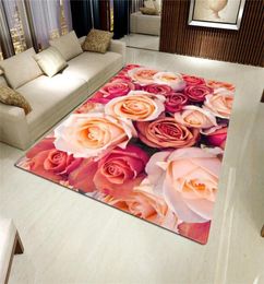 Carpets 2021 Rose Carpet 3D Mat For Living Room Flower Rug Bathroom Antislip Absorb Kitchen Home Decor Doormat Custom2978407