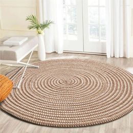 Carpets Rattan Round For Living Room Bedroom Kitchen Decor Hand Woven Anti-Slip Mats Machine Washable Japan Style 100cm